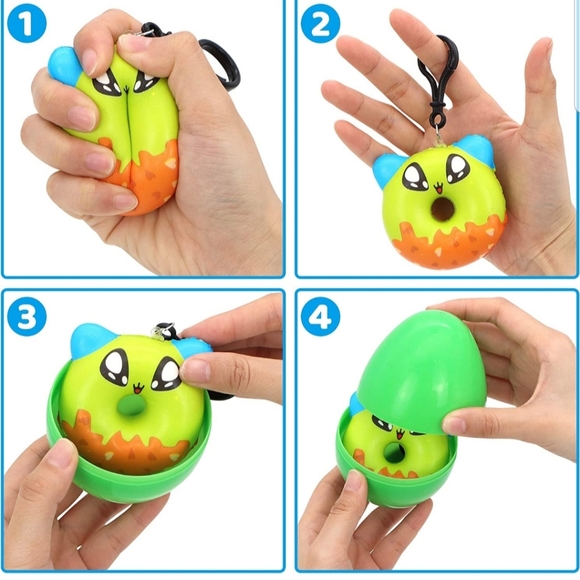 KAWAII Character Kechain Donuts Slow Rising Stress Relief Squishy Keychain - Picture 5 of 14
